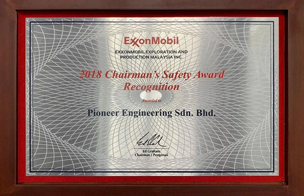 EXXON 2018 CHAIRMAN’S SAFETY AWARD RECOGNITION